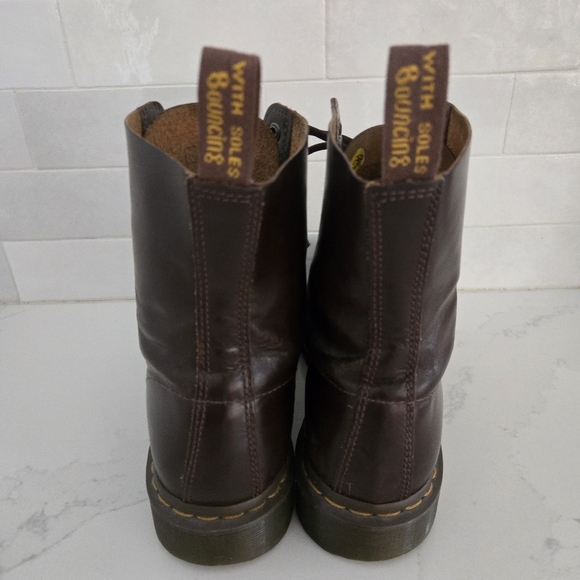 Doc Martens 1460 Pascal Boots Chocolate Brown Combat Moto Boots Chunky Sole Sz 9 - Picture 5 of 12